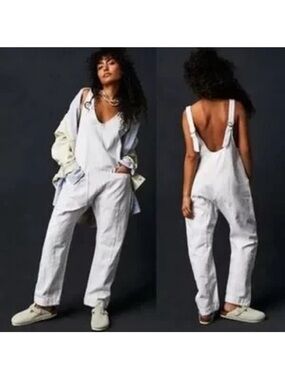 NWOT Free People High Roller Jumpsuit in white